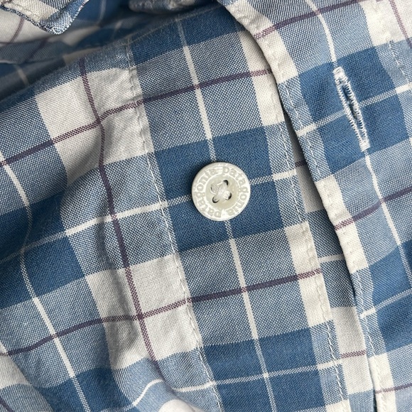 Patagonia Mens Blue Creme Organic Cotton Check Short Sleeve Button Up Shirt US S - Picture 6 of 6
